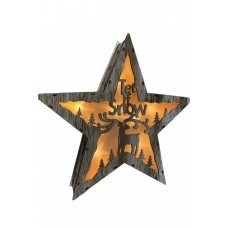 Let It Snow Geyikli Ahşap Yıldız Pano